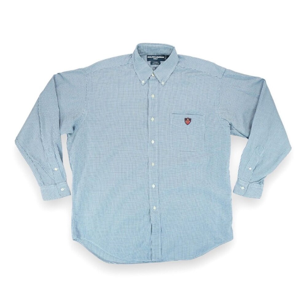 Polo‎ Golf Ralph Lauren Dress Shirt Tilden Long Sleeve Plaid Mens Size Large